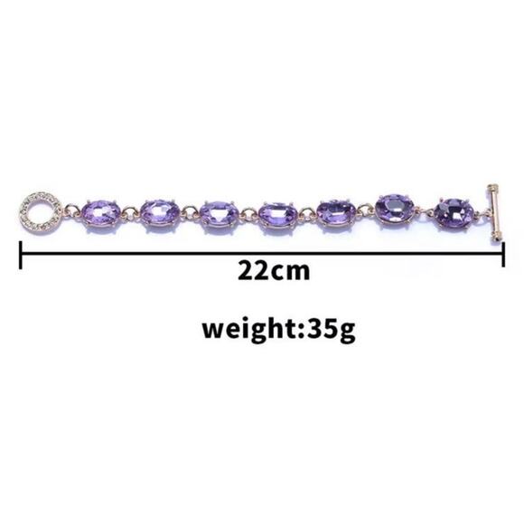 NEW Bracelet 8" Chunky Aqua Blue Turquoise Rhinestone Jewelry devil wears m10 - Picture 3 of 5